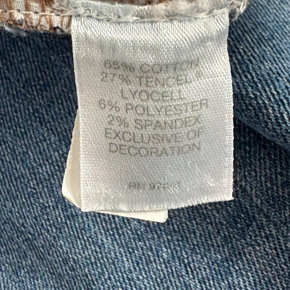 J Jill Denim Weekender Straight Leg Jeans Size 10 Floral Embroidery Mid Rise - Picture 7 of 14